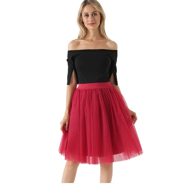 5 Layers 60cm Princess Midi Tulle Skirt